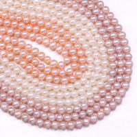 Runde ferskvandskulturperle Beads, Ferskvandsperle, du kan DIY, flere farver til valg, 6-7MM, Solgt Per Ca. 13.7 inch Strand