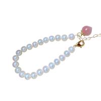 Bracelet en perles de culture d'eau douce, perle d'eau douce cultivée, avec Yunnan agate rouge, pour femme, blanc, 7-8mm, Longueur:Environ 7.5 pouce, Vendu par PC