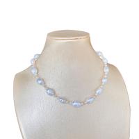 Přírodní Sladkovodní Pearl náhrdelník, s 18K Gold, barva pozlacený, pro ženy, bílý, 8-12mm, Délka Cca 15.75 inch, Prodáno By PC