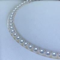 Freshwater Pearl Necklace with 925 Sterling Silver Round for woman white 8-9mm Length Approx 15.75 Inch Sold By PC