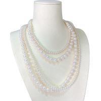 Пресноводные перлы ожерелье цепи свитера, Пресноводные жемчуги, Круглая, Женский, белый, 7-8mm, длина Приблизительно 39.37 дюймовый, продается PC