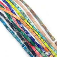 Impression Jasper Beads, Rectangle, DIY, more colors for choice, 6x10mm, Sold Per 14.96 Inch Strand