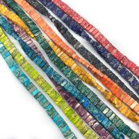 Impression Jasper Beads, Rectangle, DIY & double-hole, more colors for choice, 3x3x6mm, Sold Per 14.96 Inch Strand