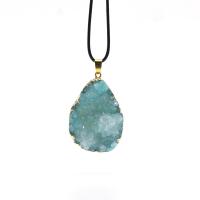Ice Quartz Agate Pendant, Kyanite, with Tibetan Style, Teardrop, gold color plated, fashion jewelry, blue, 20-25mm,32-37mm, Sold By PC