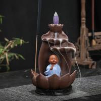 Backflow Incense Burner, Purple Clay, handmade, for home and office & durable & different styles for choice, 115x170mm, Sold By PC