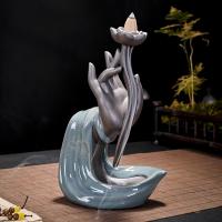 Backflow Incense Burner, Porcelain, handmade, for home and office & durable, more colors for choice, 125x205mm, Sold By PC