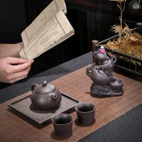 Backflow Incense Burner, Purple Clay, handmade, for home and office & durable, 110x60x130mm, Sold By PC