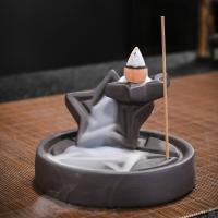 Backflow Incense Burner, Purple Clay, Star, handmade, for home and office & durable, 105x103x65mm, Sold By PC
