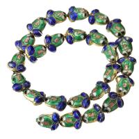 Cloisonne Beads, Carved, green, 17x14mm, Hole:Approx 1.5mm, 25PCs/Strand, Sold Per Approx 16 Inch Strand