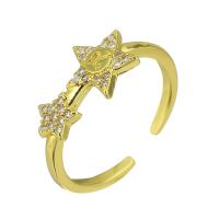 Brass Cuff Finger Ring, gold color plated, Adjustable & micro pave cubic zirconia & for woman, US Ring Size:7, 10PCs/PC, Sold By PC