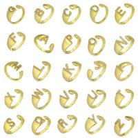Mosiądz Mankiet palcu, Litera alfabetu, Platerowane w kolorze złota, Regulowane & różne style do wyboru & mikro utorować cyrkonia, rozmiar:7, 10komputery/wiele, sprzedane przez wiele