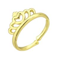 Ring Finger mosiądz, Korona, Platerowane w kolorze złota, Regulowane & dla kobiety, rozmiar:7, 10komputery/wiele, sprzedane przez wiele