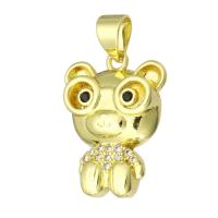 Cubic Zirconia Micro Pave Brass Pendant, Cartoon, gold color plated, micro pave cubic zirconia, 14x19x4mm, Hole:Approx 3mm, Sold By Lot