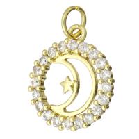 Cubic Zirconia Micro Pave Brass Pendant Flat Round gold color plated micro pave cubic zirconia & hollow Approx 3mm Sold By Lot