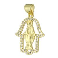 Cubic Zirconia Micro Pave Brass Pendant Hand gold color plated micro pave cubic zirconia & hollow Approx 3mm Sold By Lot