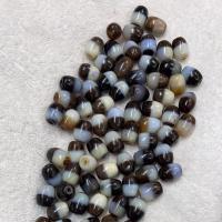 Natural Tibetan Agate Dzi Beads, Drum, DIY & two tone, 12x15mm, Sold By PC