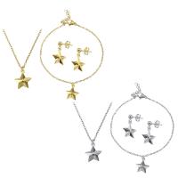 Fashion Stainless Steel Jewelry Sets bracelet & earring & necklace Star plated for woman Length Approx 19.5 Inch Approx 8.5 Inch Sold By Set