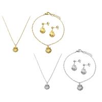 Conjuntos de jóias de aço inoxidável, Bracelete / Pulseira & Brincos & colar, banhado, para mulher, Mais cores pare escolha, 11x14mm, comprimento Aprox 19.5 inchaltura, Aprox 8.4 inchaltura, vendido por Defina