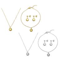 Fashion Stainless Steel Jewelry Sets, bracelet & earring & necklace, plated, for woman, more colors for choice, 8x11mm, Length:Approx 19.5 Inch, Approx 8.3 Inch, Sold By Set