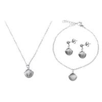 Fashion Stainless Steel Jewelry Sets, bracelet & earring & necklace, plated, for woman, original color, 10x12mm, Length:Approx 19.5 Inch, Approx 8 Inch, Sold By Set
