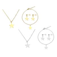 Fashion Stainless Steel Jewelry Sets, bracelet & earring & necklace, Star, plated, for woman, more colors for choice, 12x14mm, Length:Approx 19.5 Inch, Approx 8.5 Inch, Sold By Set
