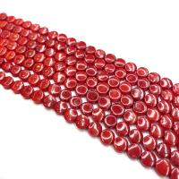 Synthetische Korallen Perlen, flache Runde, DIY, rot, 3x6mm, verkauft per 38 cm Strang