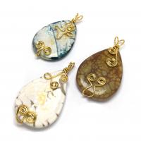 Agate Jewelry Pendants, with Tibetan Style, Teardrop, more colors for choice, 30x50mm, Sold By PC