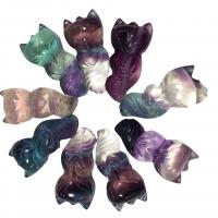 fluorite pendente, Volpe, Inciso, non forato, colori misti, 29x14x9mm, Venduto da PC