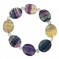 Natural Fluorite Bracelet polished Unisex mixed colors Sold Per 7.5 Inch Strand