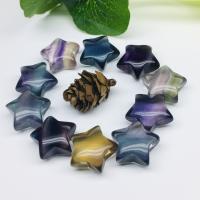 Natural Fluorite Pendant, Star, polished, no hole, mixed colors, 17x17x8mm, Sold By PC