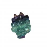 Natural Fluorite Pendant, Fox, Carved, no hole, mixed colors, 41x28x9mm, Sold By PC