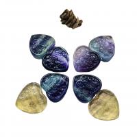 Natural Fluorite Pendant Heart Carved no hole mixed colors Sold By PC