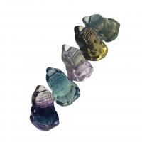 Natural Fluorite Pendant, Buddha, Carved, no hole, mixed colors, 22x13.50x8.80mm, Sold By PC