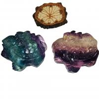 Natural Fluorite Pendant, Carved, no hole, mixed colors, 33x31x9mm, Sold By PC
