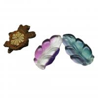 Natural Fluorite Pendant, Leaf, Carved, no hole, mixed colors, 32x18x5mm, Sold By PC