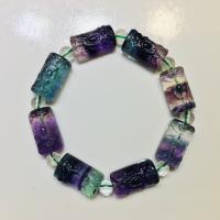 Natural Fluorite Bracelet Carved for woman mixed colors Length 7.5 Inch Sold By PC