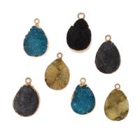 Ice Quartz Agate Pendant, Brass, with Ice Quartz Agate, Teardrop, more colors for choice, 25x15x7mm, Sold By PC