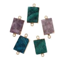 Ice Quartz Agate Connetor, Brass, with Ice Quartz Agate, Rectangle, more colors for choice, 26x14x7mm, Sold By PC