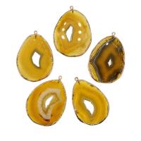Natural Agate Druzy Pendant Brass with Agate yellow Sold By PC