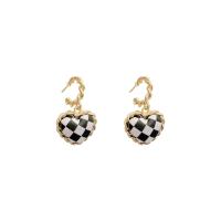 Zinc Alloy Drop Earring with PU Leather 925 thailand sterling silver post pin high quality plated fashion jewelry & for woman white and black Sold By Pair