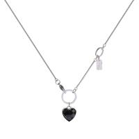 Titanium Steel Necklace fashion jewelry & for woman & enamel & with rhinestone Length 41.4 cm Sold By PC
