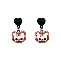 Zinc Alloy Drop Earrings Tiger painted fashion jewelry & for woman & with rhinestone Sold By Pair