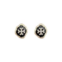 Tibetan Style Stud Earring, high quality plated, fashion jewelry & for woman & enamel & with rhinestone, more colors for choice, 13x12mm, Sold By Pair