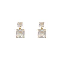 Cubic Zircon (CZ) Drop Earring, Tibetan Style, real gold plated, fashion jewelry & for woman & with cubic zirconia, golden, 18x9mm, Sold By Pair