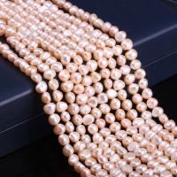 Tlačítko kultivované sladkovodní Pearl Beads, Nepravidelné, DIY, růžový, 7-8mm, Prodáno za Cca 15 inch Strand
