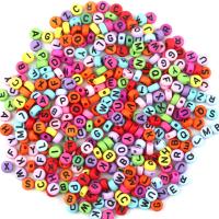 Perles acrylique alphabet, Placage, unisexe & avec le motif de lettre, plus de couleurs à choisir, 7x4mm, 100PC/sac, Vendu par sac