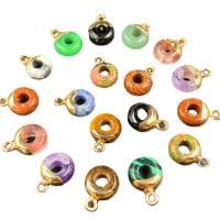 Gemstone Pendants Jewelry, Natural Stone, with Brass, Donut, gold color plated, different materials for choice & Unisex, more colors for choice, 10x14mm, Sold By PC