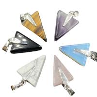 Gemstone Pendants Jewelry, Natural Stone, Triangle, different materials for choice & Unisex, more colors for choice, nickel, lead & cadmium free, 16x26-28mm, Sold By PC