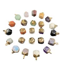 Gemstone Pendants Jewelry, Natural Stone, with Brass, Polygon, plated, different materials for choice & Unisex, more colors for choice, nickel, lead & cadmium free, 8-10mmx12mm, Sold By PC