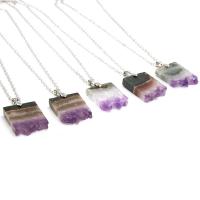 Amethyst Necklace irregular Unisex mixed colors 20mmx24-30mm Length Approx 14.96 Inch Sold By PC